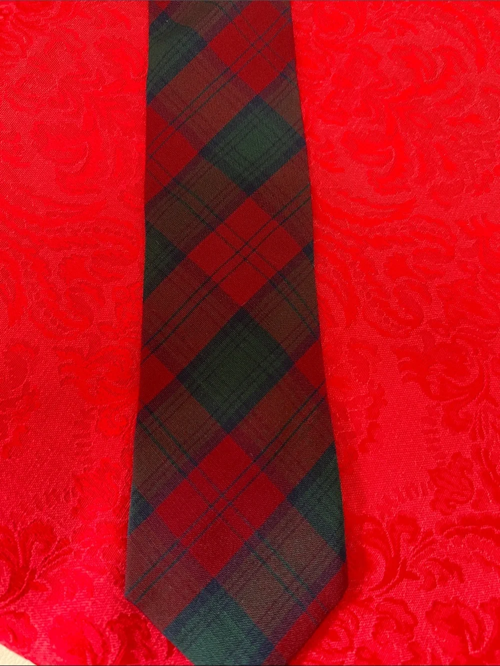Vintage Pendleton Tie Red Blue Plaid 100% Virgin Wool Made USA 3